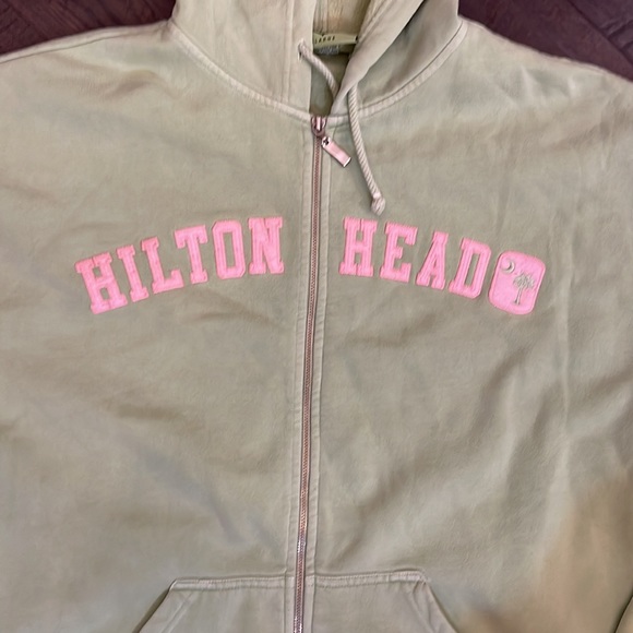 Beautiful Hilton Head Hoodie Green Pink Vacation Douth Carolina Palms Size XL - Picture 2 of 4